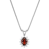 Rylos Necklaces For Women 14K White Gold - January Birthstone Pendant Necklace - Garnet 6X4MM Color Stone Gemstone Jewelry For Women Gold Necklace