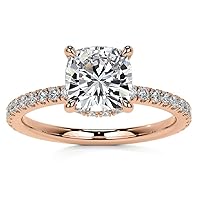 Princess Cut Moissanite Solitaire Ring, 1.0 ct Colorless VVS1, Sterling Silver with 14K Rose
