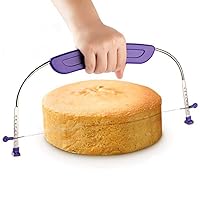 Adjustable Cake LevCake Cutter Slicer Leveler, 9 Different Height Premium Food Grade Stainless Steel Double Wires Cake Cutter/Slicer/Adjustable Cake Leveler for Leveling and Molding (Purple)
