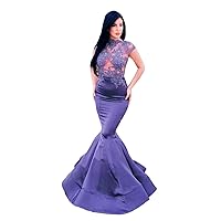 Women's Lace Applique Mermaid Prom Dress Long Evening Gowns