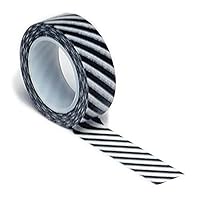 Queen & Co Trendy Tape Core Collection, 15mm by 10-Yard, Diagonal Stripe Black