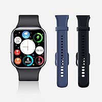 WalkerFit Aries A1 Smart Watch Black with 2 Pairs of Watch Bands, Blue and Black