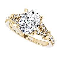 3 CT Oval Cut Colorless Moissanite Wedding Ring, Wedding Bridal Ring, Eternity Solid 10K Yellow Gold Diamond Solitaire 4-Prongs Beautiful Ring for Her