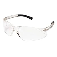 MCR Safety Glasses BK010 Clear Polycarbonate Lenses with UV Protection, Clear Frame with Clear Temple and Soft Nose Piece, 1 Pair