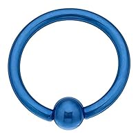 FIFTH CUE 16G | 14G Colored Tension Captive Titanium IP Over 316L Surgical Implant Grade Steel Bead Ring