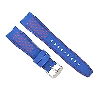 Ewatchparts 20MM CURVED RUBBER STRAP PERFORATED COMPATIBLE WITH CITIZEN ECO DRIVE WATCH BLUE RED STITCH