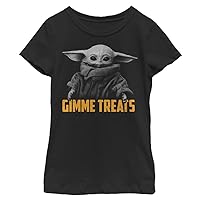 STAR WARS unisex child Star Wars the Mandalorian Gimme Treats Girls Standard T-shirt T Shirt, Black, X-Large US