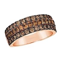 K Gallery 2.00 Ctw Princess Cut Chocolate Brown Diamond Wedding Engagement Band Ring 14K Rose Gold Finish For Women's And Girls