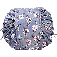 DeerHope Travel Makeup Bag, Quick-Pull Drawstring Magic Cosmetic Pouch,Large Capacity Waterproof Makeup Organizer for Women and Girls Gifts(DD)