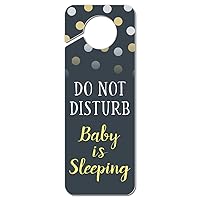 Graphics and More Do Not Disturb Baby is Sleeping Yellow Plastic Door Knob Hanger Sign