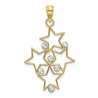 14K Two Tone Polished Gold Sparkle Cut Star Cluster Pendant Necklace Measures 27.4x17mm Wide Jewelry for Women