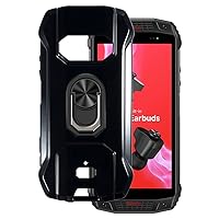 for Ulefone Armor 15 Ultra Thin Phone Case + Ring Holder Kickstand Bracket, Gel Pudding Soft Silicone Phone Case for Ulefone Armor 15 5.45 inches (BlackRing-B)