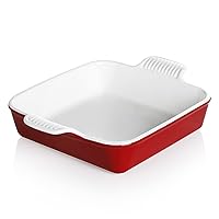 SWEEJAR 9x9 Ceramic Baking Dish and Ceramic Bakeware Set of Three (Red)