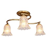 European Copper Crystal Bedroom Ceiling Light 3 Heads Luxury Small Parlor Ceiling Lighting Fixtures