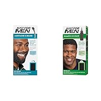 Mustache & Beard & Shampoo-In Color (Formerly Original Formula), Mens Hair Color with Keratin and Vitamin E for Stronger Hair - Jet Black, H-60, Pack of 1