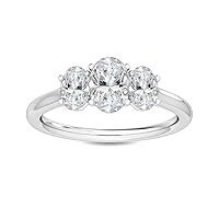 IGI Certified LAB Grown 3 Stone 14K White Gold Round Diamond Engagement Ring (D-E Color, VS1-VS2 Clarity - Luxury Collection)…