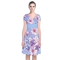 CowCow Womens Floral Paisley Short Sleeve Front Wrap Dress