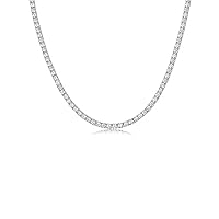 MRENITE Real Gold/Sterling Silver Moissanite Diamond Tennis Necklace for Women 2mm 3mm 4mm 5mm Round Moissanite Tennis Necklace Jewelry Gift 16-24 Inch