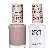 Gel & Matching Lacquer Polish Set Soak off Gel NAIL All In One Daisy Top Coat for Nails (with bonus side Glitter) Made in USA (867 Perfect Nude)