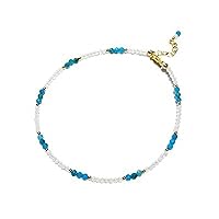 Moonstone Apatite Natural Stone with Austrian Crystal Sparkling Beaded Anklet Bracelet
