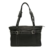 Belted Computer Tote, Black, One Size
