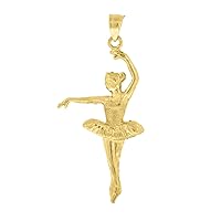 10k Gold Textured Womens Ballerina Height 46.1mm X Width 20.2mm Sports Charm Pendant Necklace Jewelry for Women