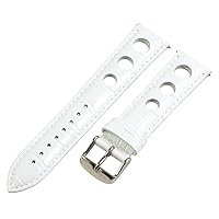 Clockwork Synergy, LLC 20mm Rally 3-hole Croco White Leather Interchangeable Replacement Watch Band Strap