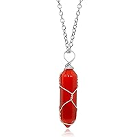 CJIAYUJEW Red Carnelian Crystal Necklace for Women Girls , Real Carnelian Healing Stone Necklace,Carnelian Pendant Women Wire Wrapped Jewelry