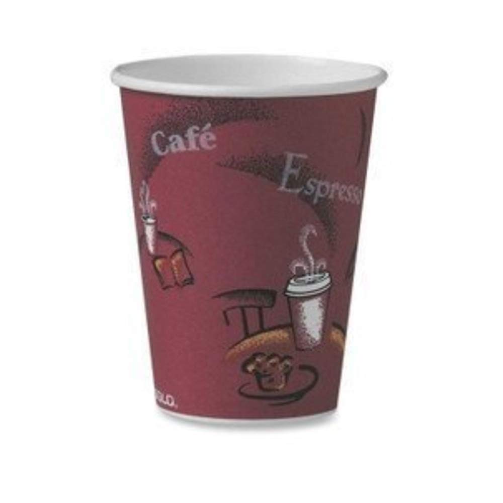 SOLO 412SIN-0041 Single-Sided Poly Paper Hot, 12 oz. Capacity, Bistro (100 Cups), Red (2 Pack)
