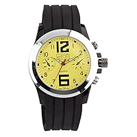 Mens Black Rubber Yellow Dial Chronograph Design Eton Watch - Gents Fashion Watch