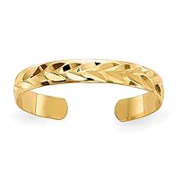 Saris and Things 14K Yellow Gold Diamond Cut Toe Ring