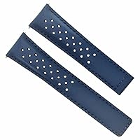 Ewatchparts LEATHER BAND STRAP 22MM DEPLOYMENT CLASP COMPATIBLE WITH TAG HEUER MONACO BLUE PERFORATED