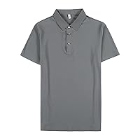 Men's Muscle Ice Silk Short Sleeve Polo Shirt Casual 3 Buttons Outdoor T Shirts Stretch Regular-Fit Golf Beach Shirt
