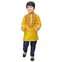 Dupion Silk Kurta & Pyjama Set For Boys Floral Printed Best For Ethnic Wear Casual Wear Party Wear & Wedding Wear