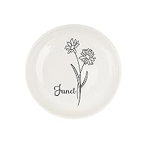 Birth Flowers Decorative Plate with Daisy Flower Flower Custom Graduation Engagement Gifts for Bride And Groom, Daughter, Newlywed White Round Birthflower Ring Holder, 4 Inch White