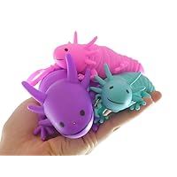 Axolotl Family Fidget -1 Large and 2 Small on Clip Wiggle Articulated Jointed Moving Axolotyl Toy - Unique (Random Colors)