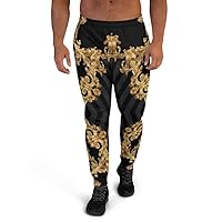 Men's Joggers Sweatpants Workout Streetwear Aurelian Stripe Gold Black Pants