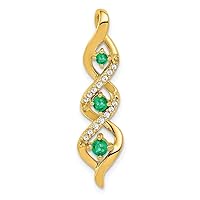 7.8mm 10k Gold 3 stone Twisted Diamond and Emerald Chain Slide Jewelry Gifts for Women