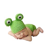 Newborn Baby Photography Props Cute Green Frog Photo Props Crochet Knitted Outfit
