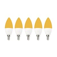 Sleep Light Bulb, Candleabra Size E12, 5 Pack, Blue Light Blocking Amber 1600K Warm Color, Emits Only 0.06% Blue Light for Healthy Sleep. For Sleep, Baby Nursery. 3W LED, Equal to 30W Incandescent.