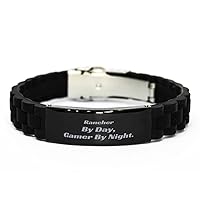 Rancher By Day, Gamer By Night. Rancher Black Glidelock Clasp Bracelet. The Best Gifts for Rancher. Friends Gift