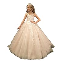 Kids Wedding Bridesmaid Party Gown Flower Girls Pageant Long Princess First Communion Tulle Dresses