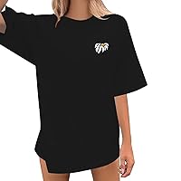 Western Shirts for Women Sexy Women's Casual and Fashionable Wildflower Print Crew Neck Oversized T Shirt Long