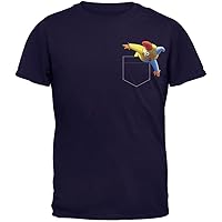 Faux Pocket Halloween Horror Jack-in-The-Box Navy Adult T-Shirt - X-Large