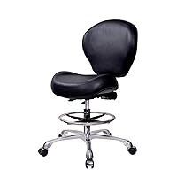 Height Adjustable Rolling Stools Drafting Chair with Backrest & Foot Rest,Work from Home,Studio,Dental,Office for Desk,Salon,Art Studio, Tattoo,Garage, Kitchen, Counter, (Black)
