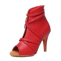 Women Ankle Dance Boots Open Toe Latin Salsa Ballrooom Performence Party Dancing Shoes, Model YC-L579