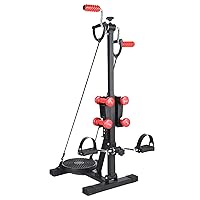 Adjustable Pedal Exerciser with Waist Exercise Disc and 4 Dumbbells, Fitness Rehab Equipment for Arm Hand Leg, for Elderly/Disabled/Patients