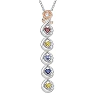 10K/14K/18K Gold Personalized Family Birthstone Necklace with 2~5 Name D color VVS1 Moissanite Custom Heart Birthstone Name Necklace Best Gift for Mom/Wife/Friend/Family