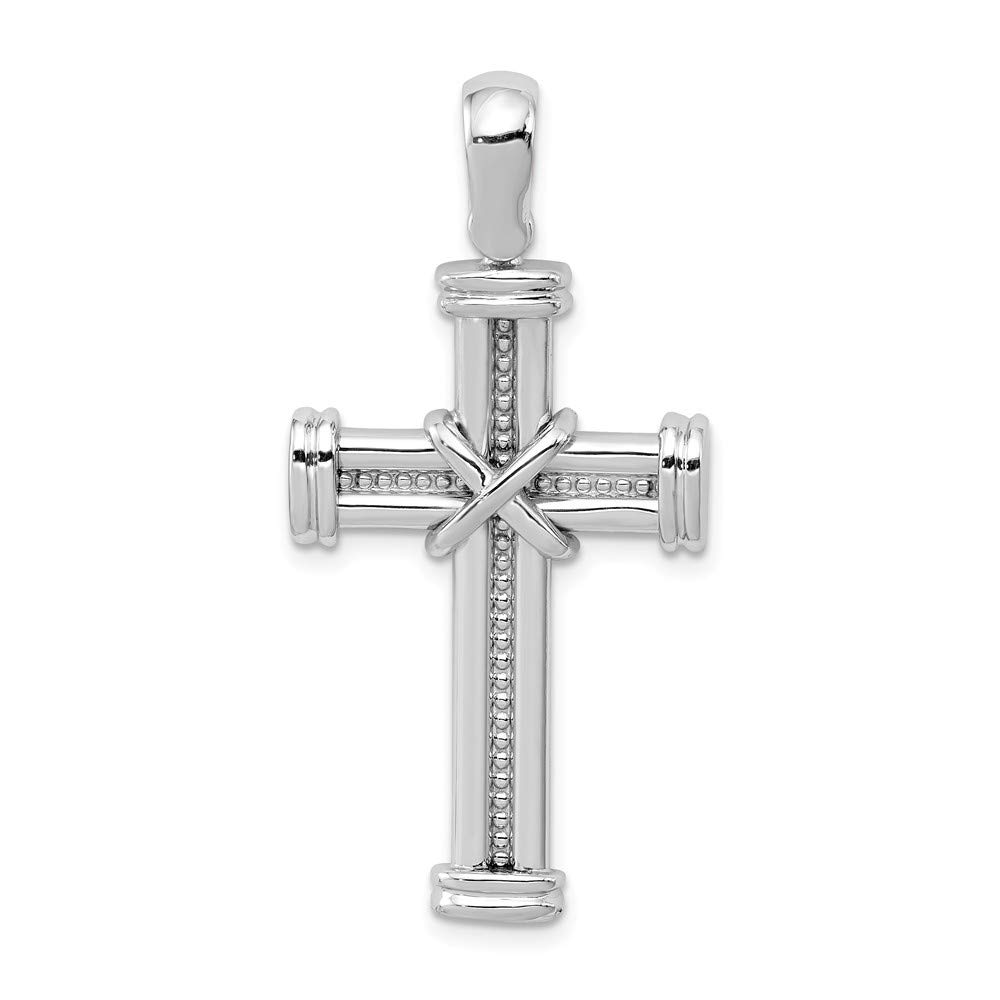 The Black Bow 14k White Gold Polished Rope Cross Pendant