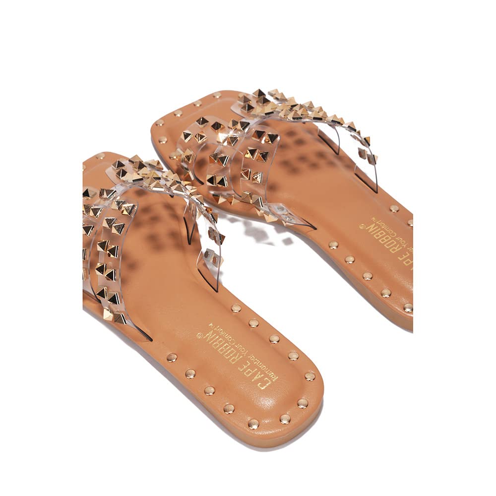 Cape Robbin Amisha Sandals Slides for Women, Studded Womens Mules Slip On Shoes